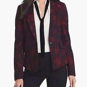 NWT WHBM Black Floral Jacquard Blazer Size 4 Dark Academia Style